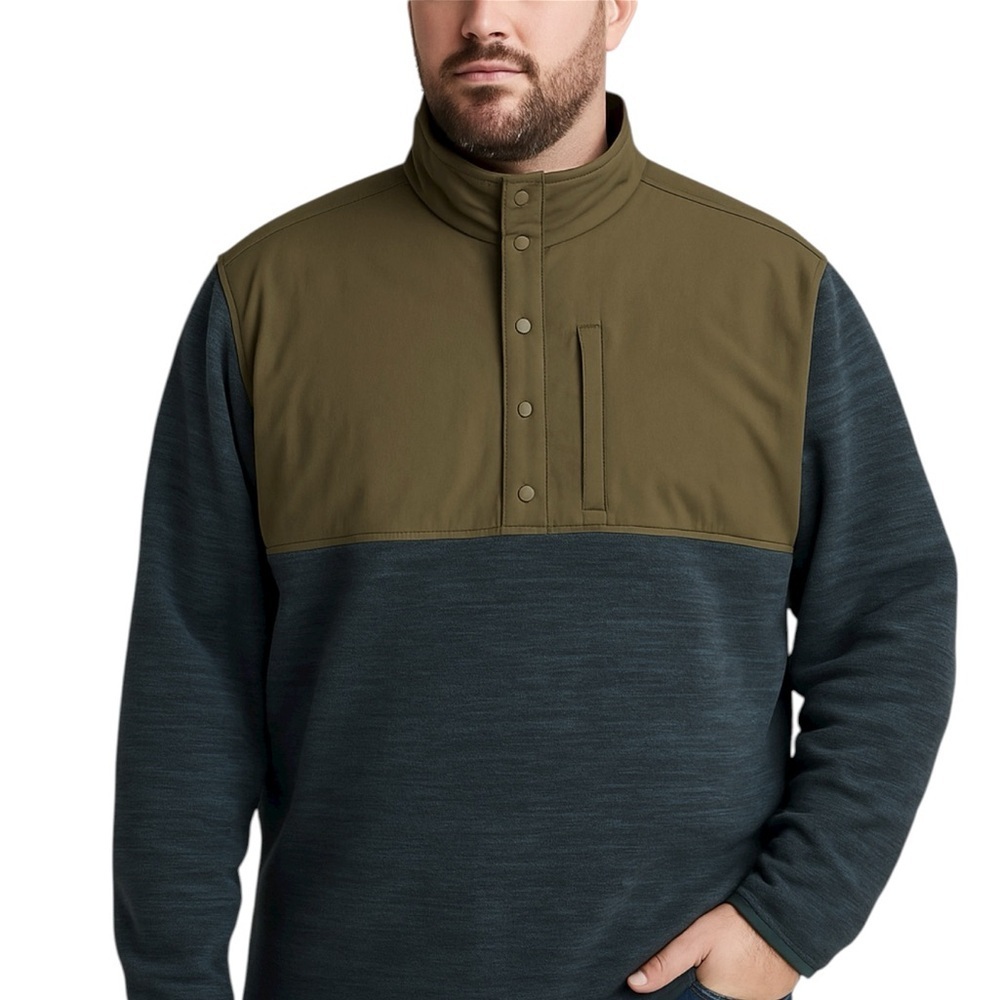 Men's Olive and Gray Pullover Jacket